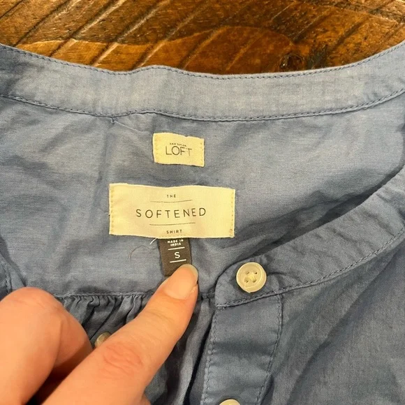 Loft cotton Blue Long Sleeve Button-Up Shirt - Picture 2 of 3